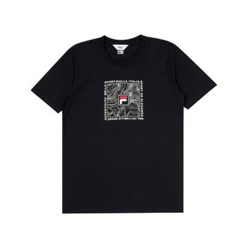FILA 中性短袖圓領T恤-黑色 1TEA-1510-BK