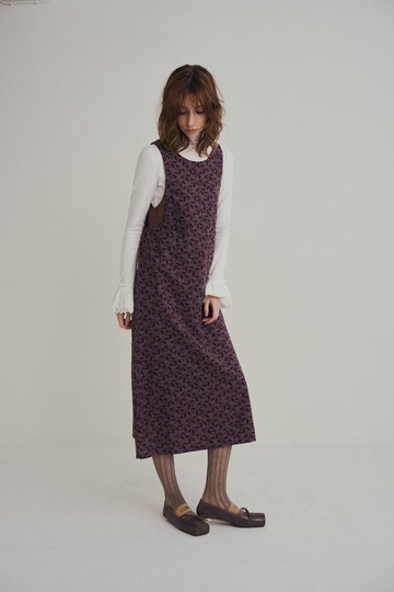 floral printed patchwork pocket dress 紫藤拼接洋裝