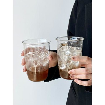 冰拿鐵咖啡玻璃杯美式飲品杯耐熱高溫高硼硅透明冷飲杯喝水杯子女