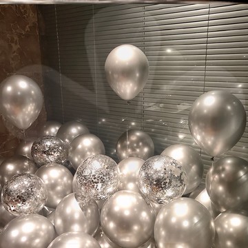 生日氣球裝飾女寶網紅派對加厚氣球裝飾場景結婚布置兒童金屬銀色