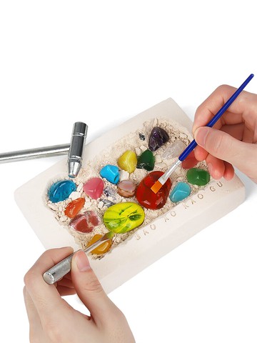 考古寶石礦石化石挖掘挖礦玩具兒童手工diy男女孩鉆石尋寶藏盲盒