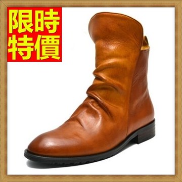 機車靴男靴子-真皮革褶皺青春潮流男牛仔靴2色65h21【獨家進口】【米蘭精品】