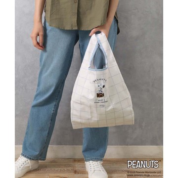 嘻嘻日貨🐾 日本正版 史努比 旅行風 M號 刺繡環保袋 購物袋 手提袋 摺疊收納 SNOOPY