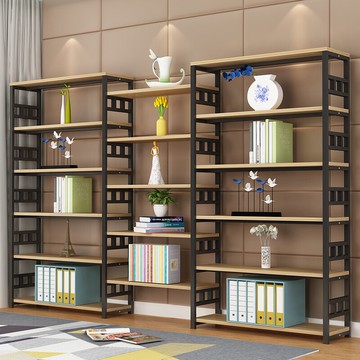 簡約現代鐵藝書架組合簡易多層收納置物架展示架創意落地組裝書柜