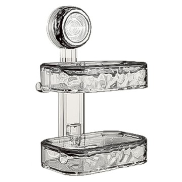 byjoyyou 波紋吸盤肥皂盒 雙層 G744 13.5 x 8.5 x 21cm 259g  透明黑  1個