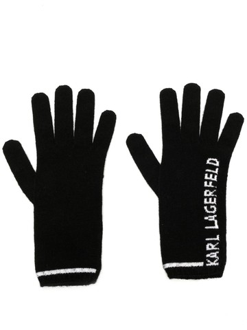 Karl Lagerfeld - intarsia-knit logo gloves - women - Viscose/Wool/Polyamide/Cashmere - L - Black