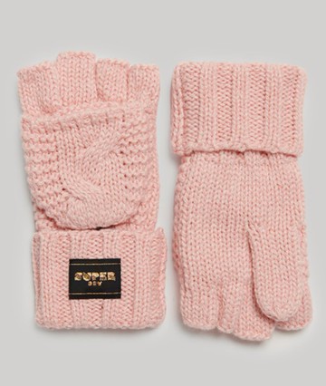Superdry Women's Women's Cable Knit Gloves Pink / Pink Fleck - Size: 1SIZE
