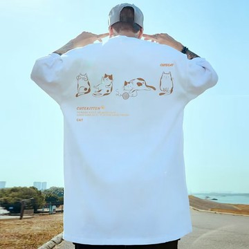 M-8XL 韓版大學t 短t 印花t 短袖男 班服 Oversized t恤加肥大碼情侶裝五分袖 男生衣著（D1921）