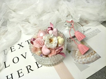 戀戀香氣-香氛水晶玻璃盅-不凋花永生花*擴香石*香氛*情人節