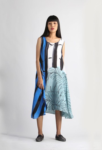 Dress Hand Paint Soft Cotton Silk for Yoga Vacation Holidays