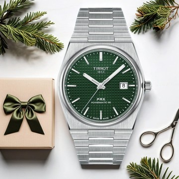 TISSOT 天梭 PRX 系列 70年代復刻機械錶-綠/40mm T1374071109100