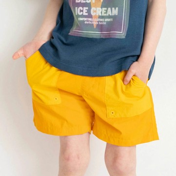 日本 BRANSHES - 夏日必備水陸兩用短褲-素面-橘黃