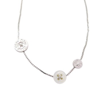 Dior 迪奧 銀色鍍金 DIOR button charm 鈕扣 項鍊【Dior 迪奧】 【二手名牌BRAND OFF】