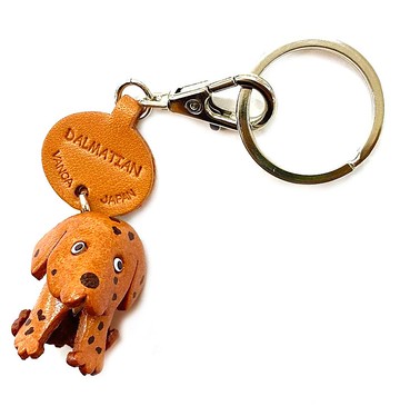 達爾馬提亞犬 狗 皮革鑰匙圈 牽繩吊飾 手作 日本製造 VANCA