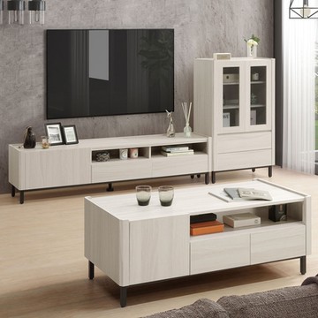 Homelike 喜家居客廳三件組(電視櫃+茶几+玻璃櫃)(2348)-250x40x120cm