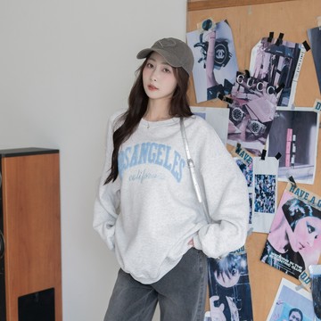 圓領立體QQ毛英文刺繡寬鬆大學T【SY296203】DesireShop