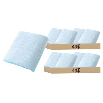 小熊壓花浴巾 天藍熊 140 x 70cm 8條 柔軟親膚 吸水速乾