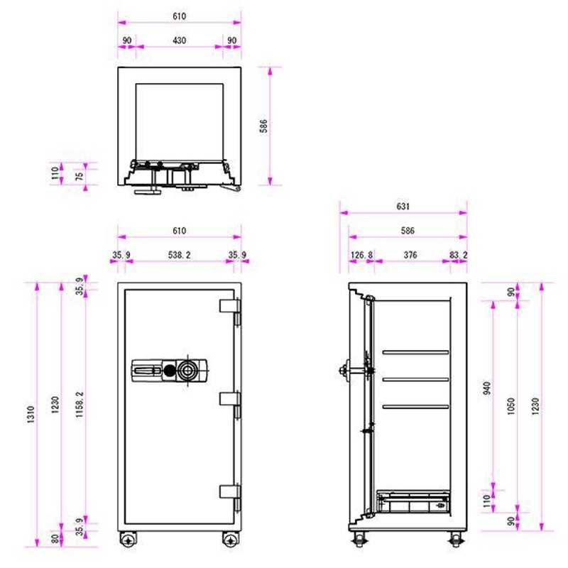 金庫 耐火金庫 ダイヤル+キー式 100万変換 ダイヤル錠 310kg A4サイズ用紙収納 耐火120分 耐工具15分  幅610×奥行631×高1310 FKN-300D 車上渡し アウトレット LINEショッピング