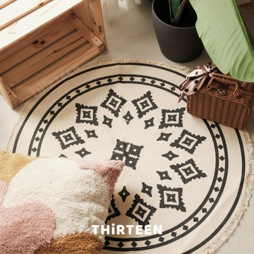 THiRTEEN拾叁家居◖坎普爾圓形流蘇地墊 圖騰地毯 露營墊 波希米亞 土耳其流蘇復古地墊 腳踏墊