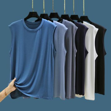 外穿大碼莫代爾男士夏季薄款背心無袖T恤圓領寬松汗衫打底衫上衣
