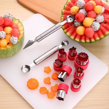 不銹鋼水果挖球器西瓜挖球勺子拼盤工具套裝分割器花式雕花刀模具