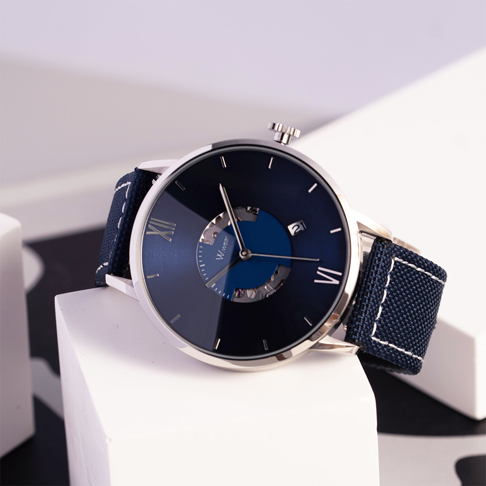【W.wear】斜面機械錶(藍) WM-B5+LK15
