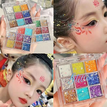 小紅書爆款💕兒童舞臺眼妝眼影盤 化妝師專用 亮片 細閃 閃粉 表演眼影盤 珠光眼影 亮片眼影 閃粉 眼妝