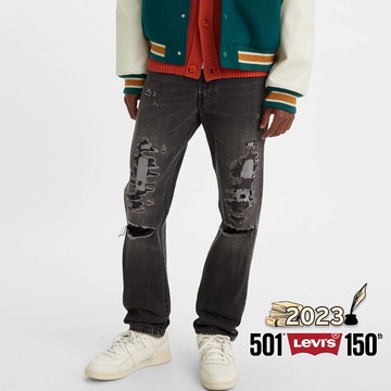 Levis 男款 501 54復古排釦合身直筒牛仔褲 / 精工黑魂破壞加工補丁 熱賣單品