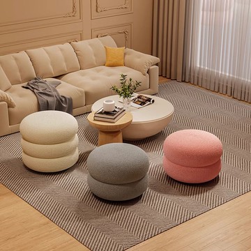 沙發墊腳凳軟包擱腳凳奶油風小圓凳臥室床位腳凳網紅坐墩換鞋凳子 m8071