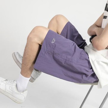 山系紫色戶外傘兵工裝短褲女夏季美式寬松情侶透氣涼感運動五分褲