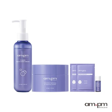 【ampm牛爾】神經醯胺修護潔顏露150ml+神經醯胺修護保濕舒芙蕾50g+贈潔顏露30ml+面膜2片(修護/洗面乳)