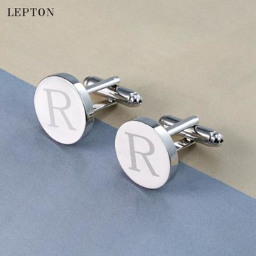 法式袖扣男士R字母袖扣領夾套裝A-Z英文字母襯衫cufflinks禮盒裝