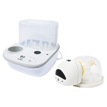 C-more 新貝樂 K2高效能溫奶消毒烘乾鍋 + HandFree 修護免持電動吸乳器  白色  K2