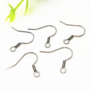 宏雲Hongyun-（100pcs）fn-韓版316l不鏽鋼耳鉤 帶彈簧耳勾 Diy耳環配件鈦鋼耳勾