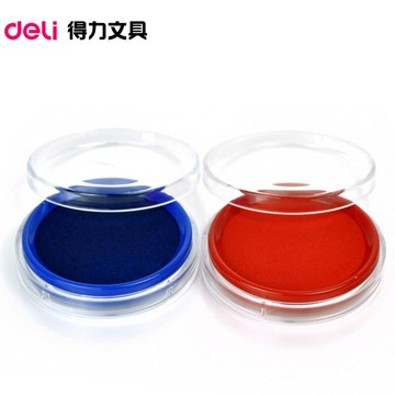 得力快干印臺9863 紅/藍色 圓形透明橡皮章印泥 財務專用 0.055KG【遠宏-文教用品】【益三和】可開發票