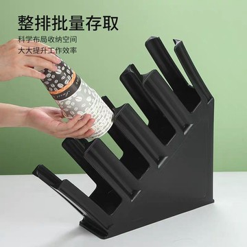 加厚斜四格咖啡奶茶杯架放一次性杯子的取杯架紙杯置物架桌面收納
