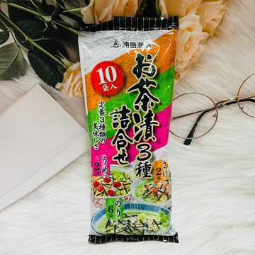 日本 蒲島海苔 綜合茶漬 茶泡飯 10袋入 鮭魚 梅味 海苔｜全店$199免運