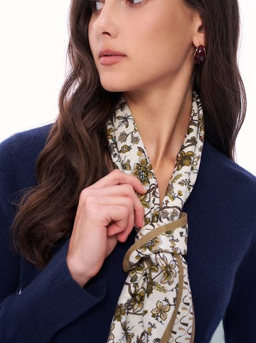 花語清新雙面羊毛絲巾-咖啡