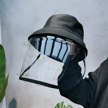 日單現貨防飛沫隔離漁夫帽韓版男女通用防曬帽子遮臉遮陽戶外盆帽1入