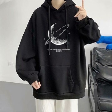 臺灣出貨 印花設計 長袖帽T套頭款 休閒印花上衣 男女皆可穿 多尺碼M-8XL 街頭潮流造型 秋冬外出穿搭連帽上衣 0E