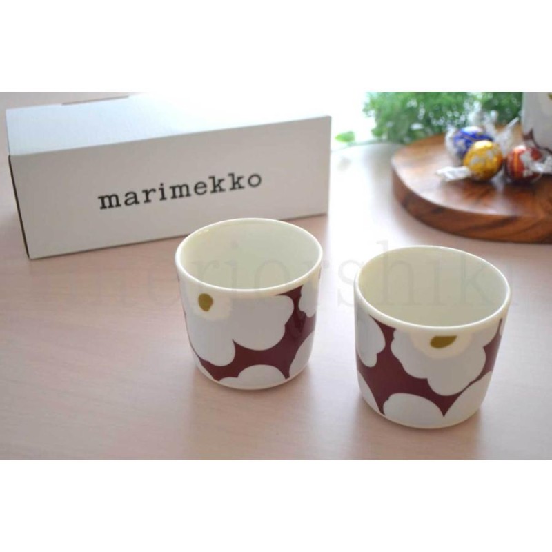 マリメッコ marimekko ウニッコ unikko ワインレッド グレー ラテマグ