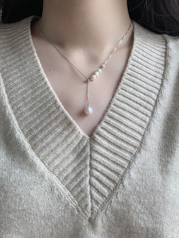 天然淡水珍珠吊墜S925銀項鏈