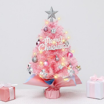【臺灣出貨】新款熱銷粉色迷你聖誕樹套組 45cm60cm 雙尺寸 桌面擺件 聖誕節居家櫃檯氛圍裝飾品 聖誕樹擺件