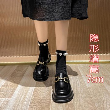 內增高小皮鞋女英倫風2023新款小碼3233松糕鞋小個子樂福鞋jk單鞋