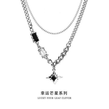 【蜜糖の項鍊】臺灣出貨芒星雙層項鏈男款潮毛衣鏈輕奢小衆設計感嘻哈風情侶男生女鎖骨鏈