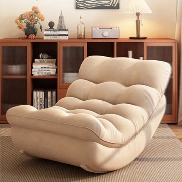 【匠藝家居】新款月亮搖搖椅 躺椅 懶人沙發 沙發椅 客廳臥室休閒椅 一體式免安裝 活力橙-標準款+腳踏