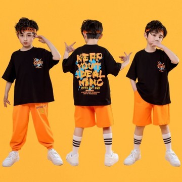 【在臺免運】男童夏季套裝兒童街舞潮服男童嘻哈服裝hiphop爵士舞套裝女童寬松帥氣dsdf