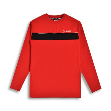 KINGO男款｜紅色剪接繡花T恤 521105