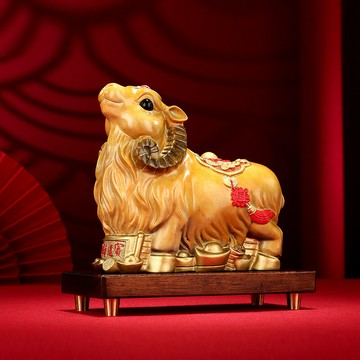 ?可開發票?免運 銅欣祥 彩銅生肖羊擺件客廳桌面辦公桌黃銅裝飾禮品禮物羊擺件