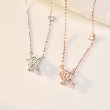 ANGEL 許願流星鑲鑽女款項鍊鎖骨鍊(2色可選)